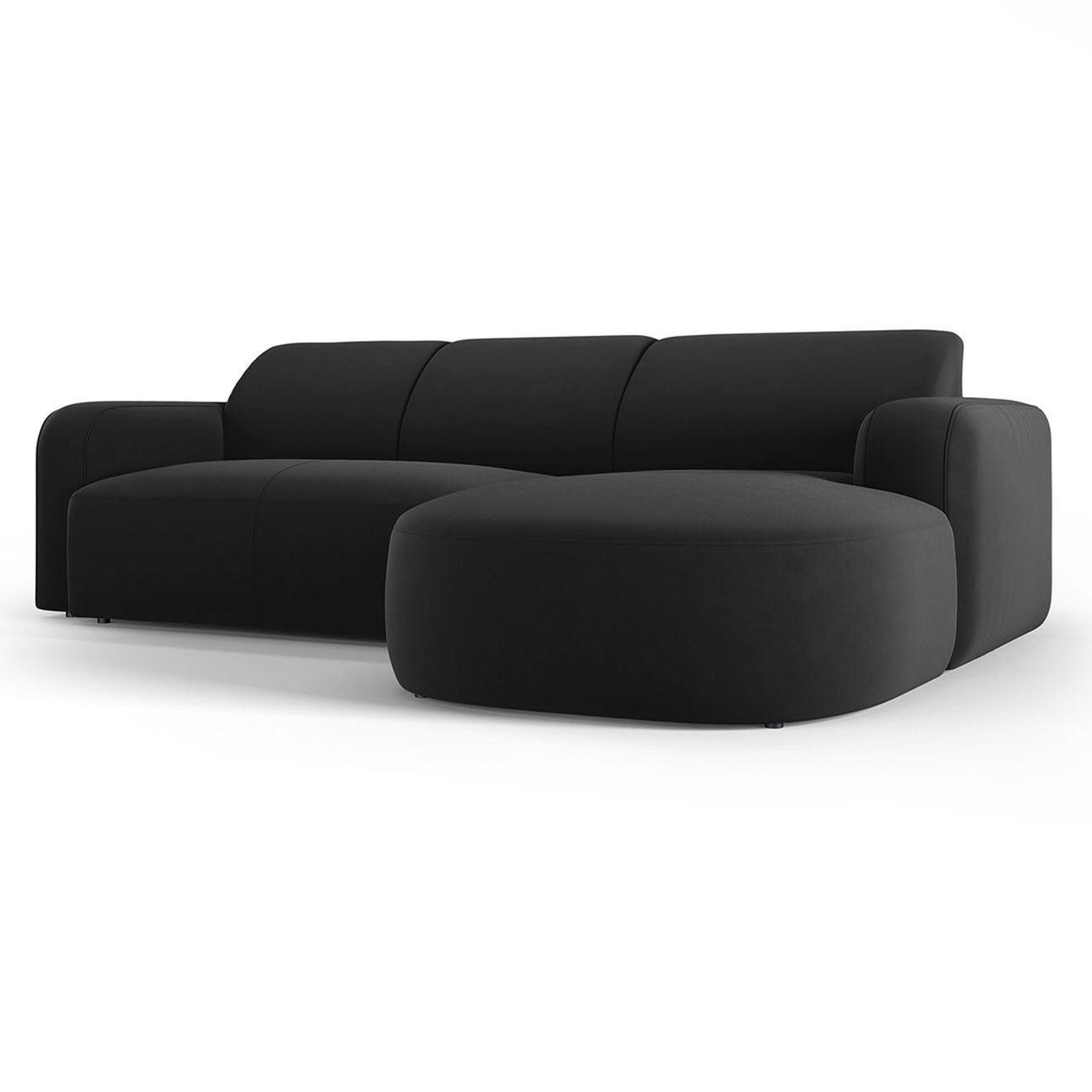 Mazzini Sofas Canapé d'angle droit Velours Jasmin 4 Places noir - 250x170x72 cm