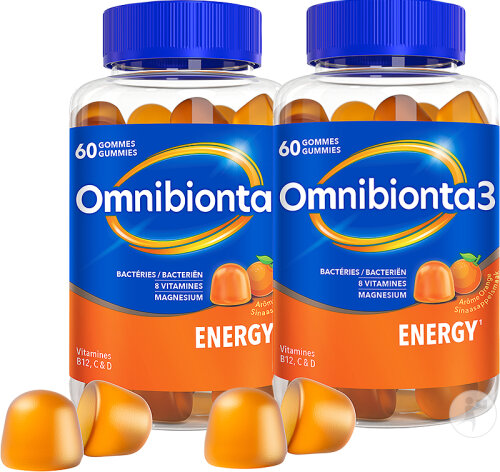 Pack De 2 Omnibionta 3 Energy Gommes Multivitamines/Energie 60 Pièces