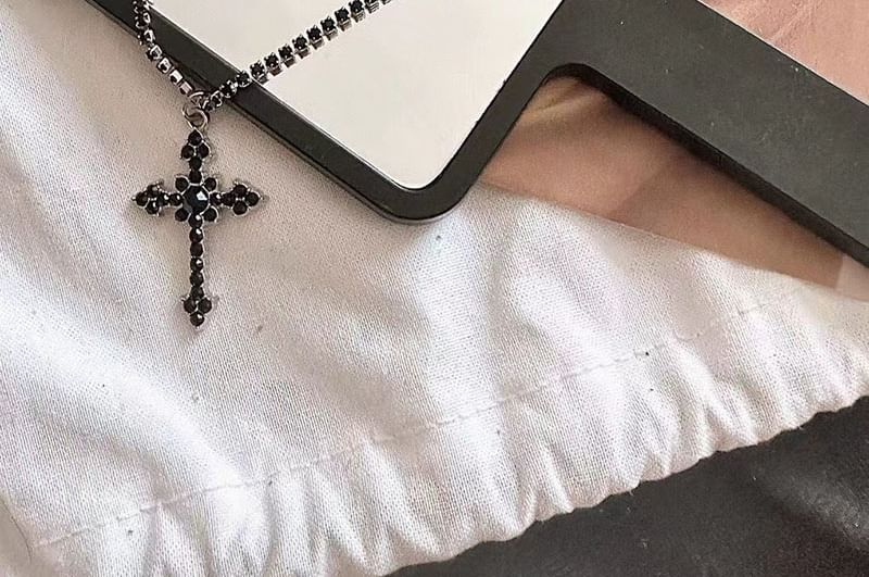 Lilafey - Set: Kruishanger met strass-steentjes en gelaagde ketting + ketting
