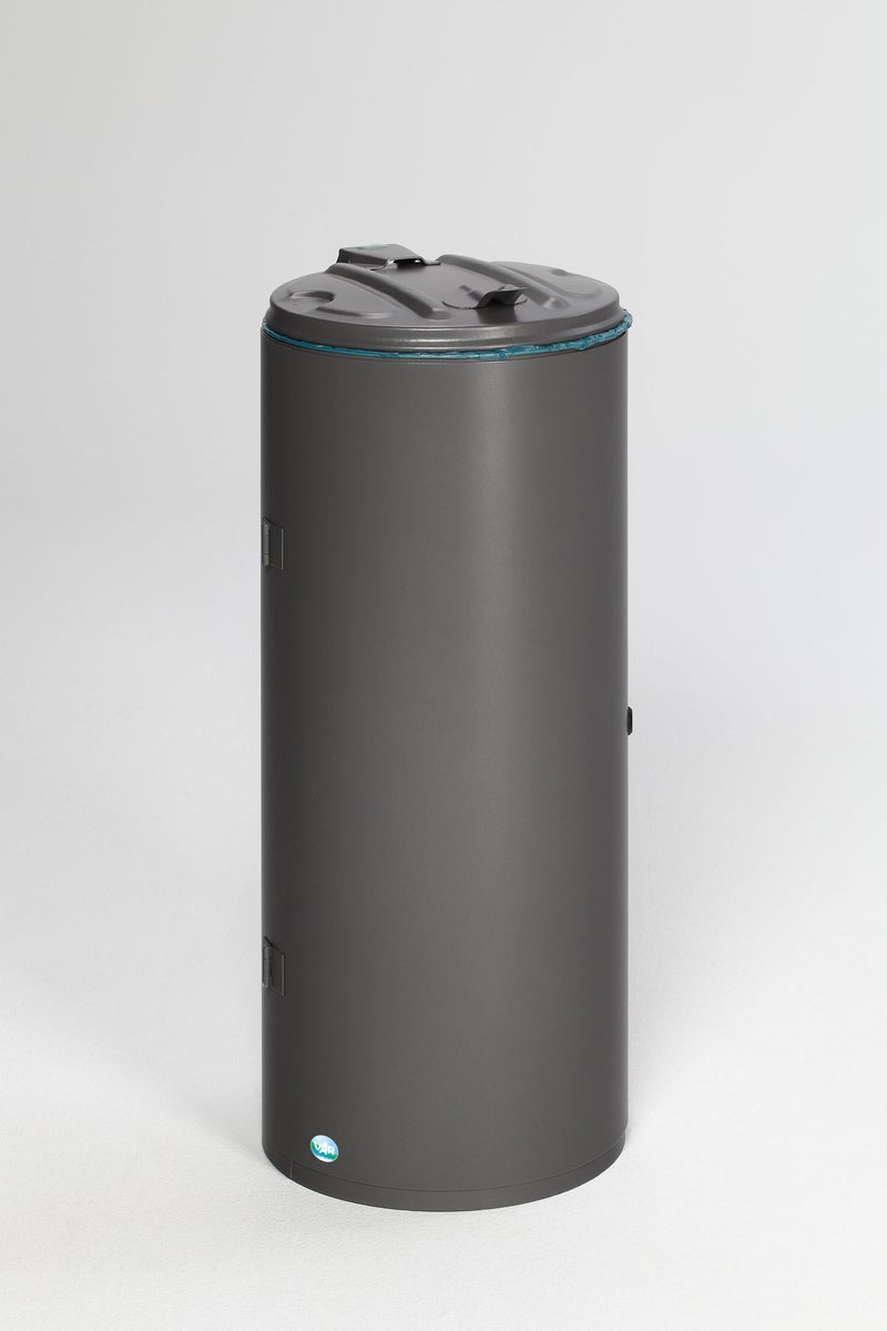 PROREGAL Afvalbak met enkele deur, dubbelbaardslot, 80 liter, HxBxD 89,5 x 39 x 39 cm, gegalvaniseerd staal, grijs