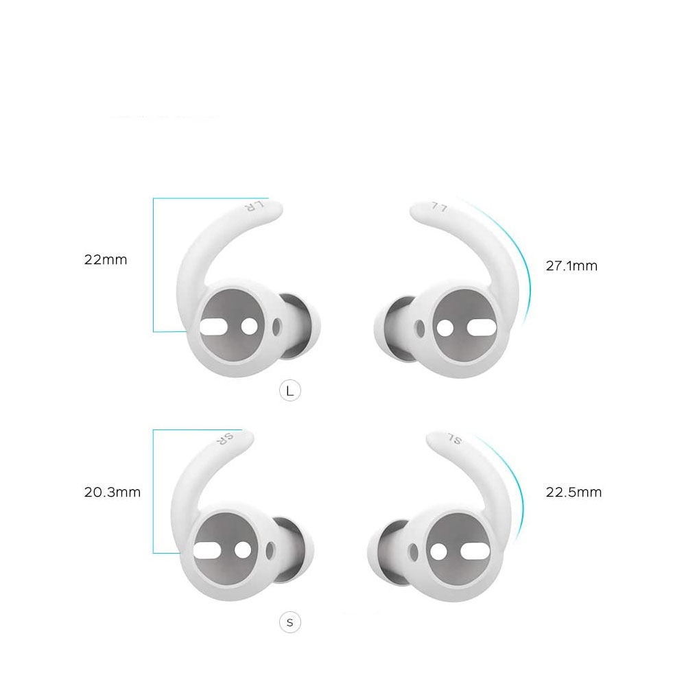 (3-tlg. Set) AirPods (1. & 2. Generation) / Earpods Silikon Ohrbügel Haken Halterung - Weiss