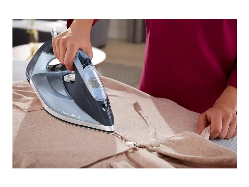 [OUTLET] - Philips Azur 7000 Series DST7020 - Dampstrygejern - såleplade: SteamGlide Plus - 2800 W - lyseblå/mørkeblå