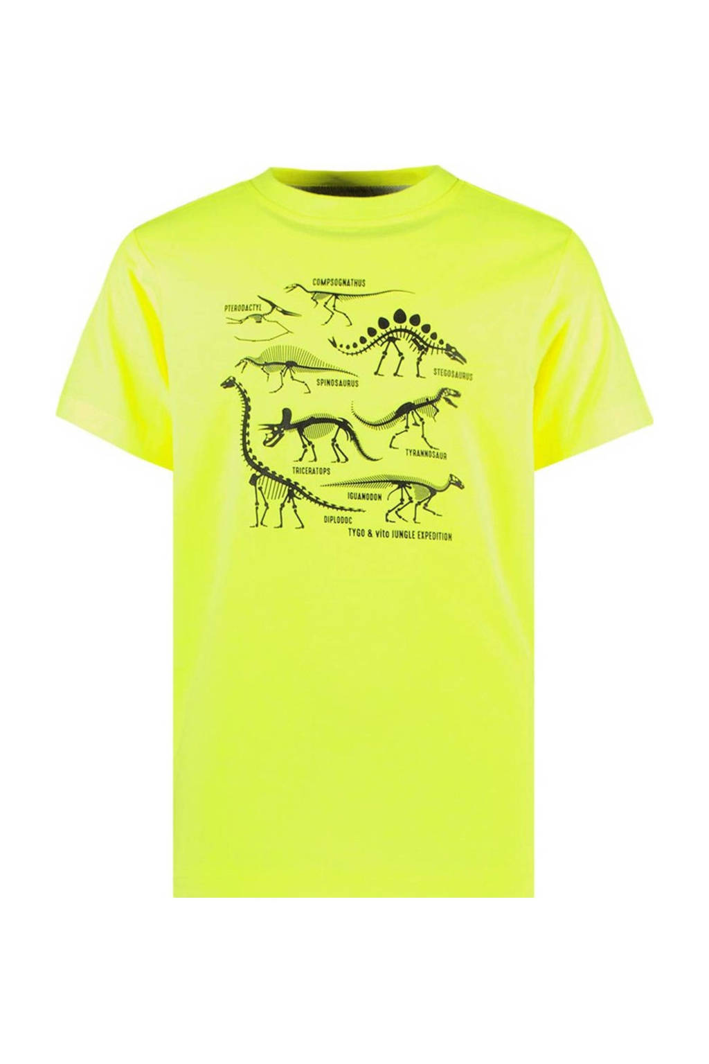TYGO & vito T-shirt James met printopdruk neongeel