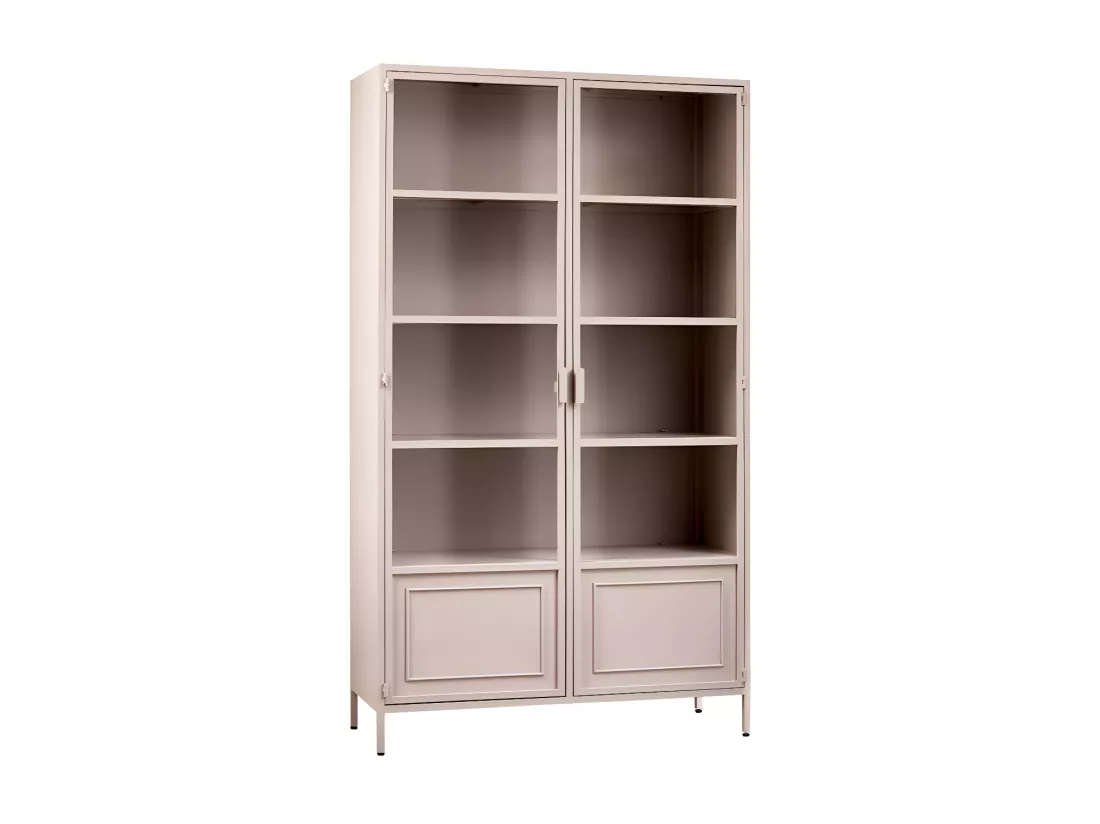 Ronja - Vaisselier 2 portes en verre et métal H189cm - Vieux rose