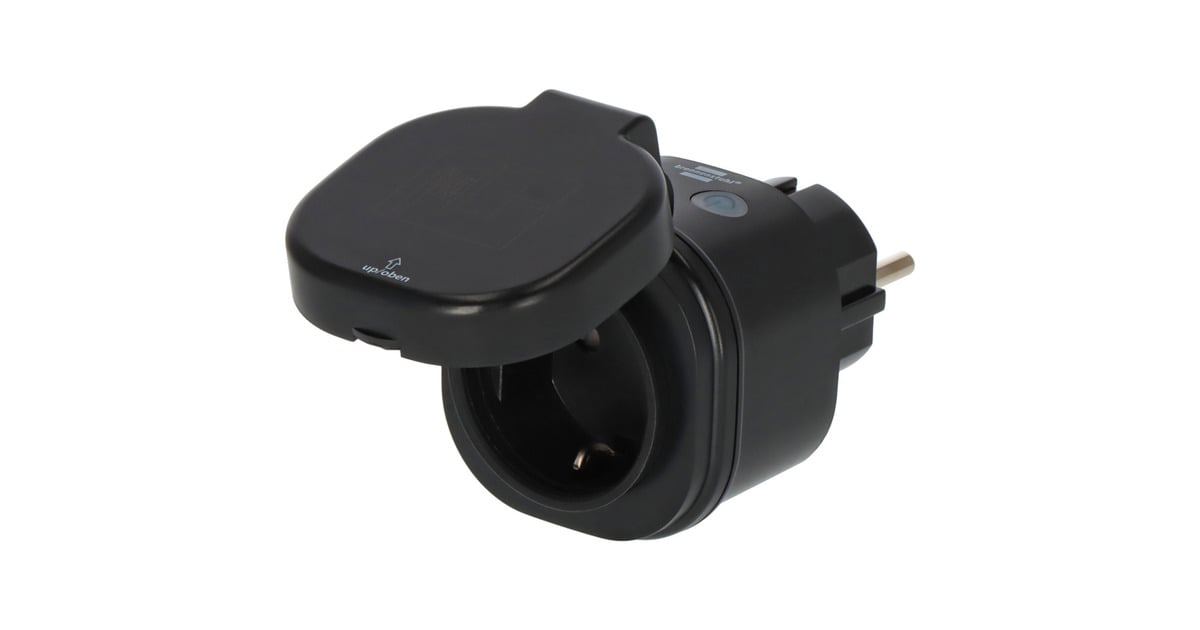 BrennenstuhlConnect Smart Plug WA 3600 XS03 voor buiten IP44 stekkerdoos  (Zwart, 2.4 GHz WiFi, Alexa, Google, Matter)