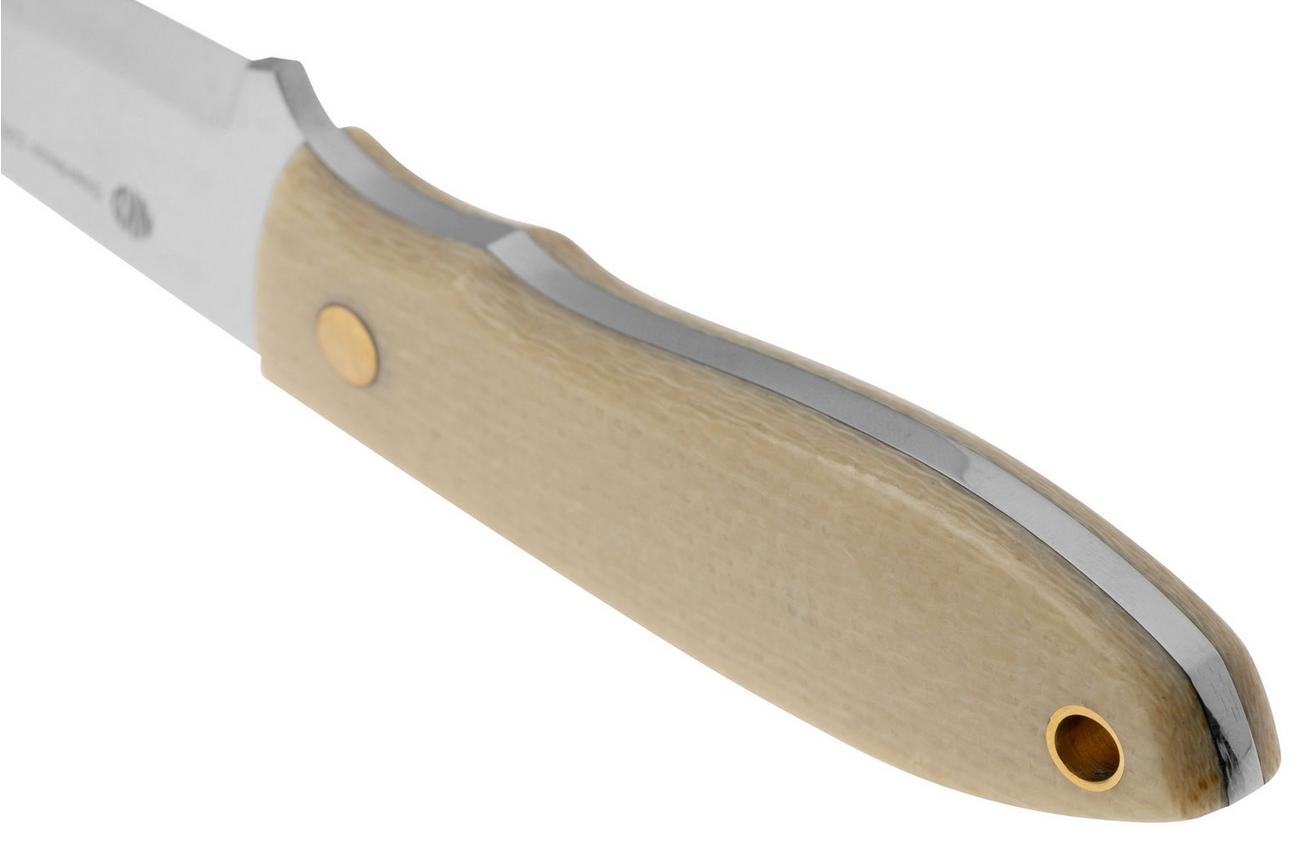 Nordic Knife Design Lizard 75 2038 Scandi, Ecru Canvas Micarta, vaststaand mes