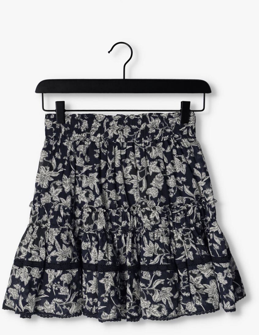 NEO NOIR donkerblauwe neo noir minirok cosy stencil flower skirt