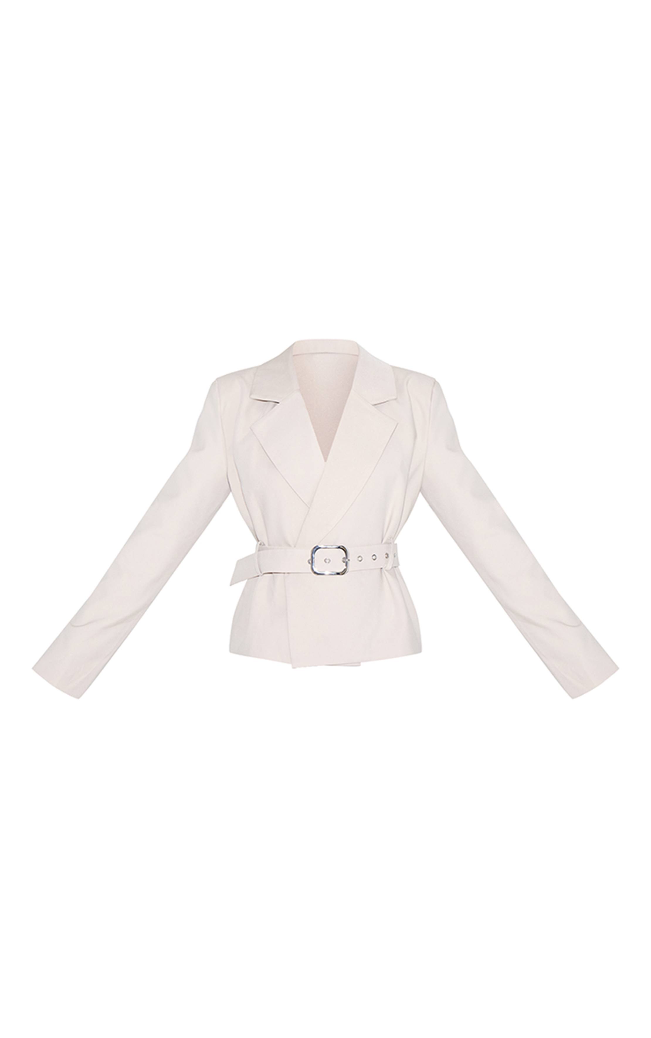 Sable Ensemble Coordonné Trench Court Ajusté En Tissu Tissé