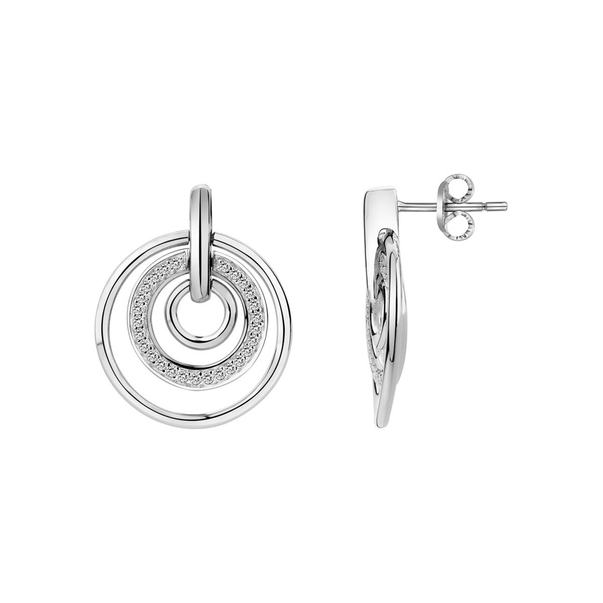 Boucles d'oreilles pendantes en Argent avec oxyde de zirconium blanc