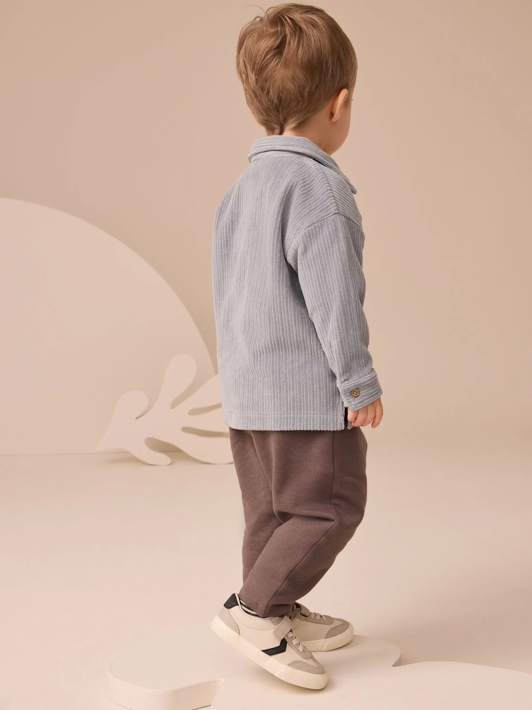 Blauw corduroy - 3 -delige set van T-shirt en joggingbroeken (3mnd-7jr)