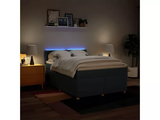 Sommier à lattes de lit avec matelas Bleu 160x200 cm Tissu