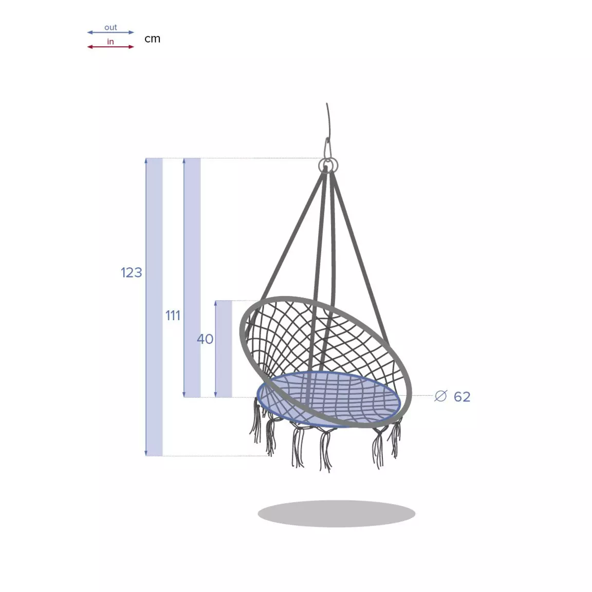 Balancelle suspendue en corde Plumaya Ecru