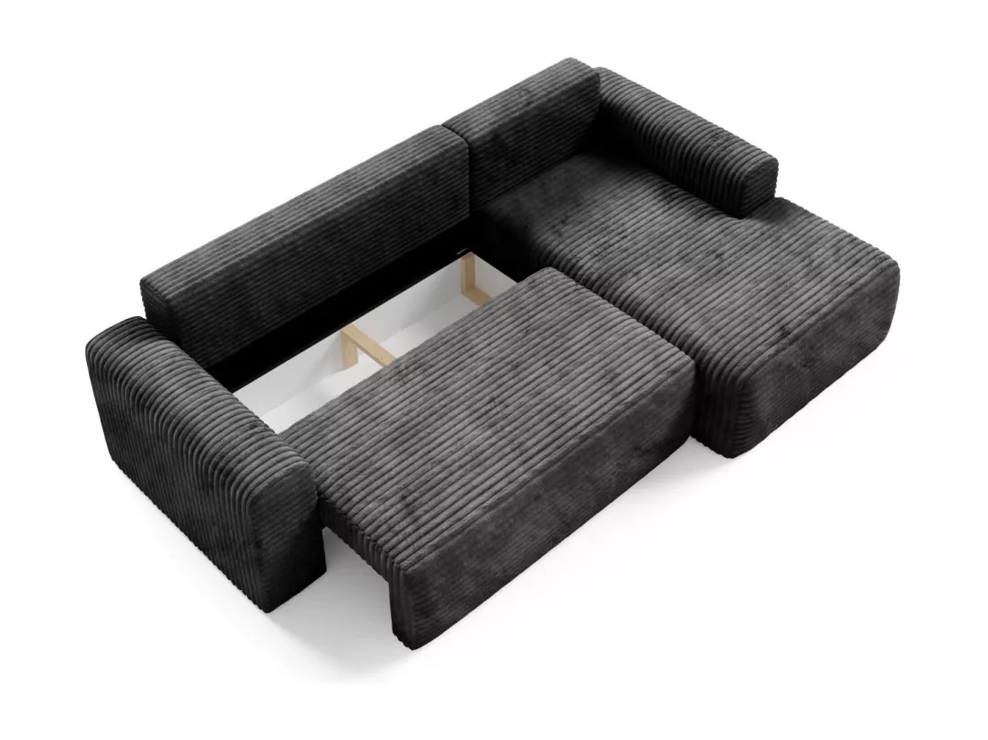 Canapé d'angle convertible en velours côtelé SONTII Noir