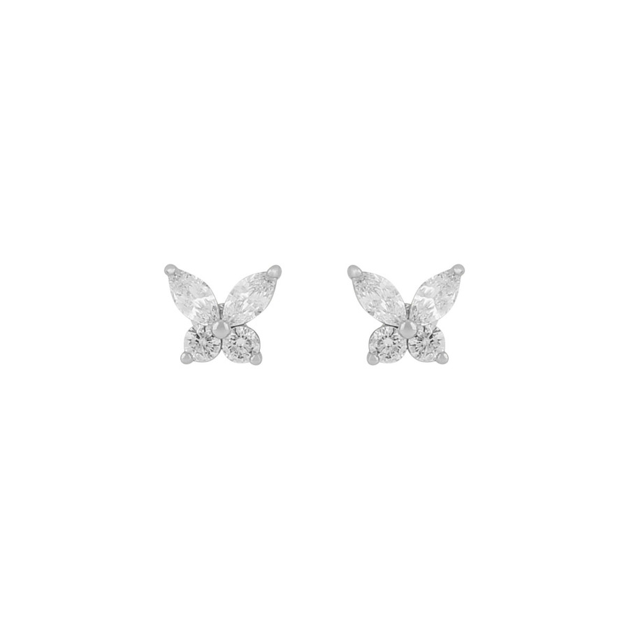 Snö Of Sweden Meya Butterfly Small Earring Silver/Clear Onesize