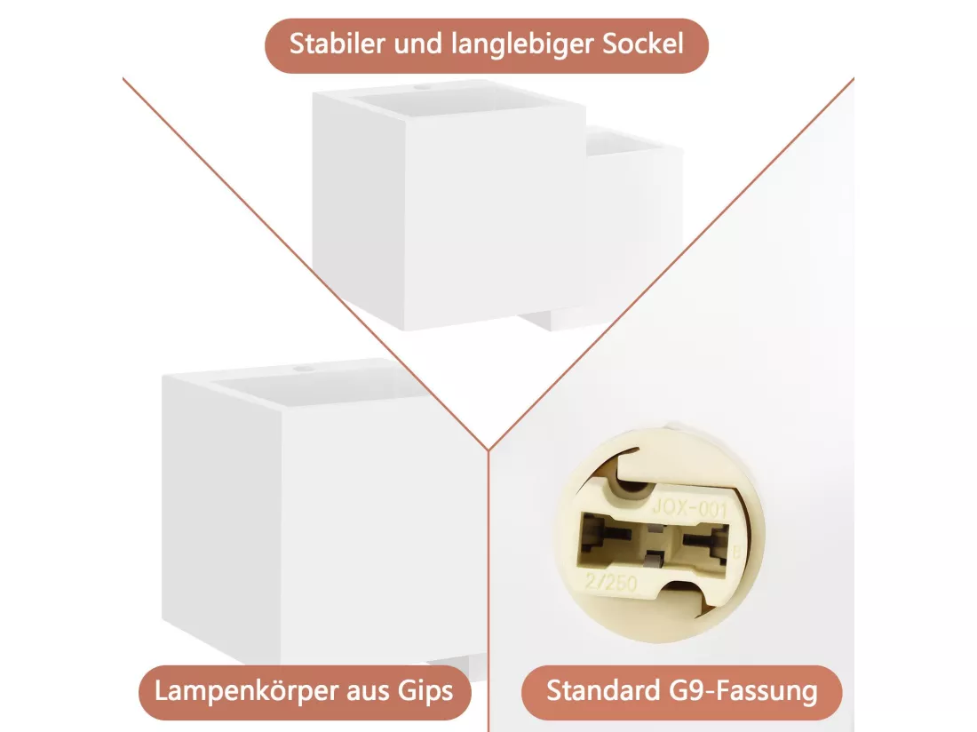 NETTLIFE Applique murale d'intérieur en plâtre blanc G9 moderne pour couloir, escalier, haut et bas