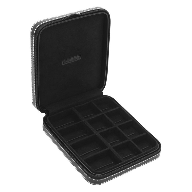 Ecrin 12 boutons de manchette, London, cuir noir