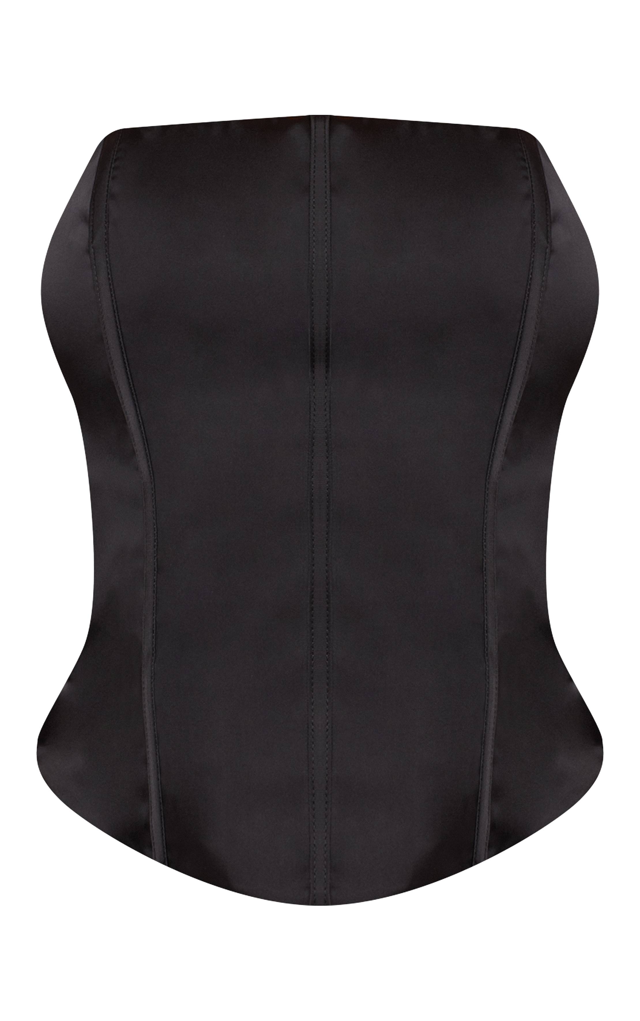 Noir Corset Satiné À Baleines