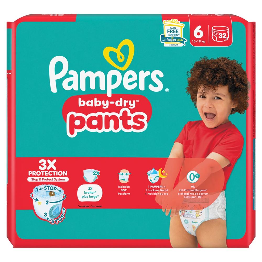 PAMPERS Baby Dry Pants<br>32 Stück, Gr6 14-19kg, Extra Large pack économiq