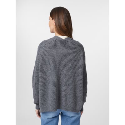 Damen-Strickjacke Rippe, Anthrazit