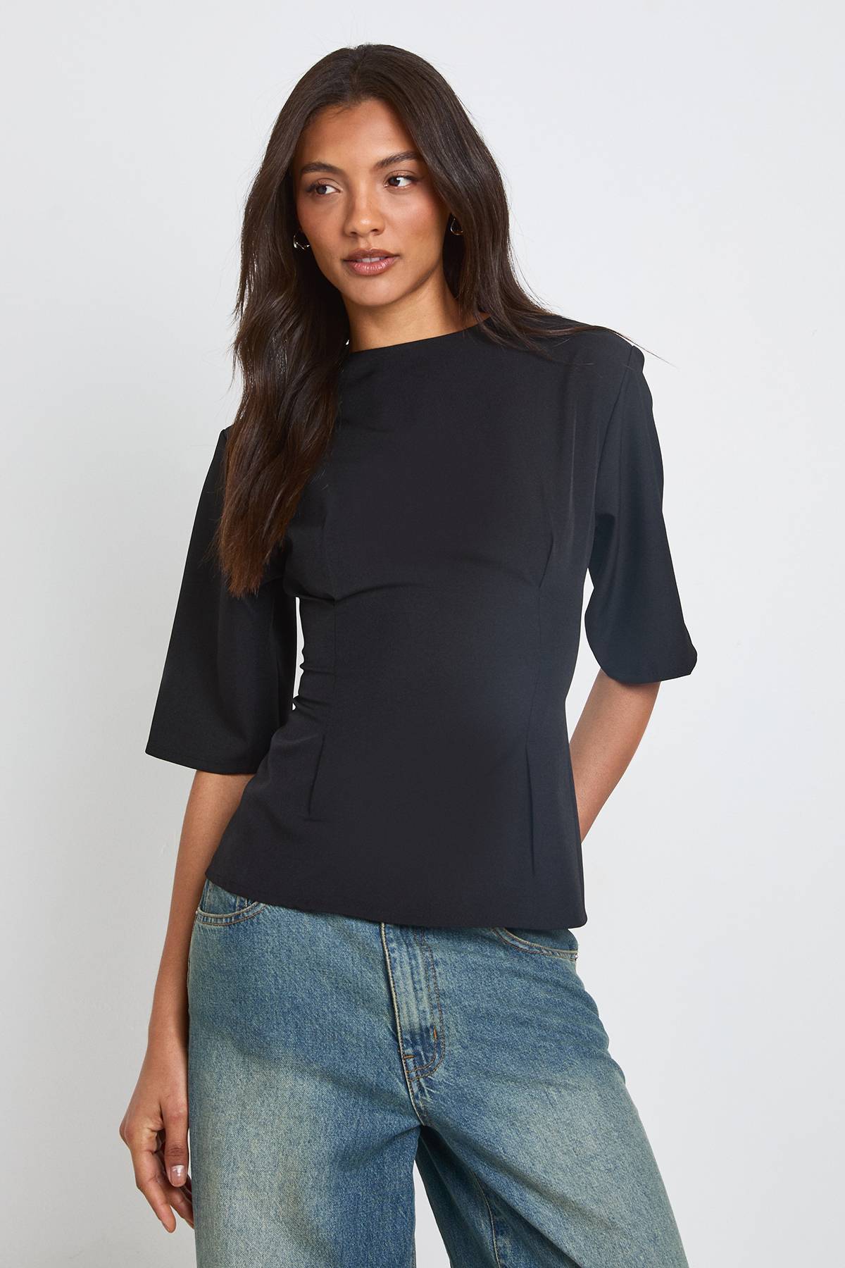 boohoo Haut Chiné Tissé À Taille Cintrée Tall