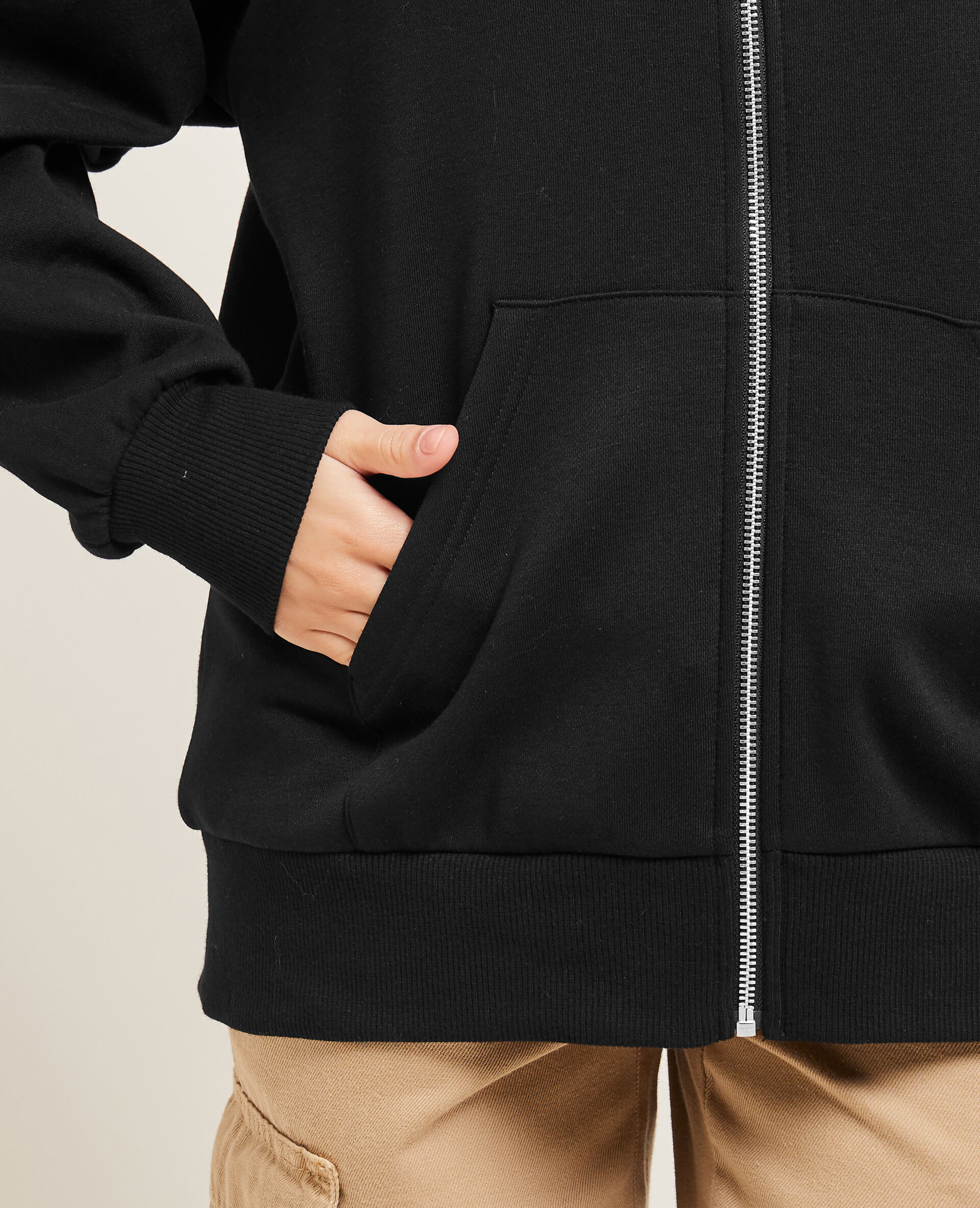 Sweat zippé oversize avec capuche - Noir