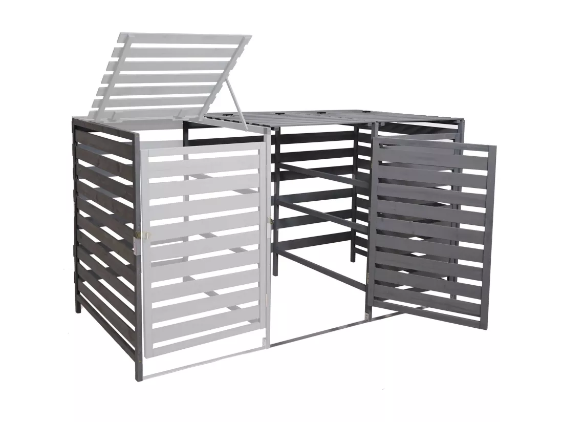 Cache-poubelle MCW-H62 pour 2 ou 4 poubelles, gris clair