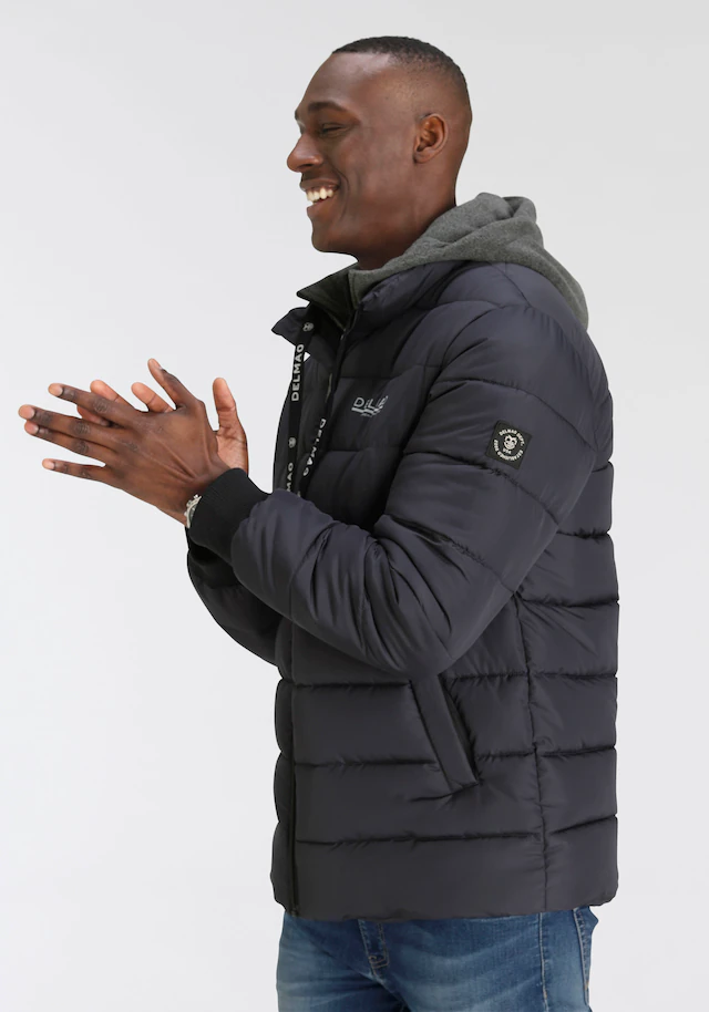 DELMAO Steppjacke mit Kapuze für Übergang und kalte Tage,  mit Fütterung,  wasserabweisend