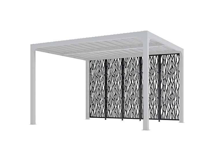 Côté moucharabieh acier gris 3,60 m pour pergola bioclimatique Habrita PER3630BI et PER3660BI