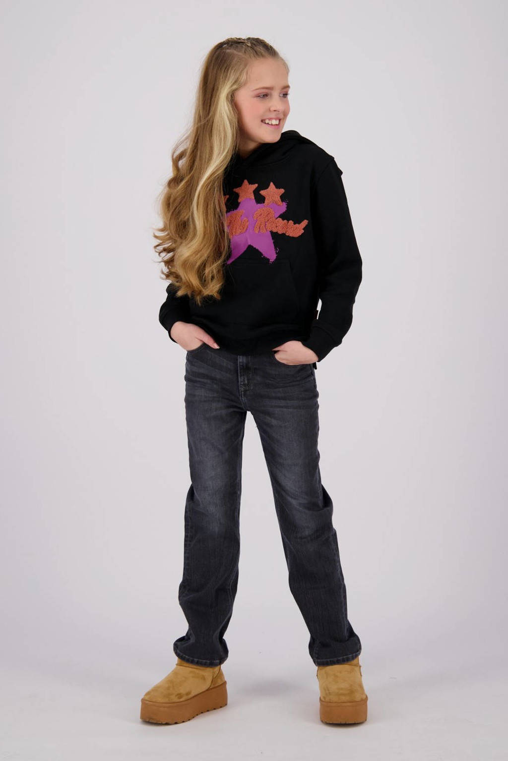 Vingino high waist straight leg jeans Catie washed black