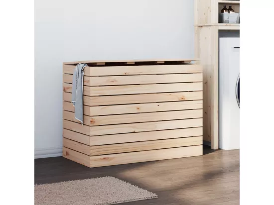 Panier à linge 88,5x44x66 bois massif de pin