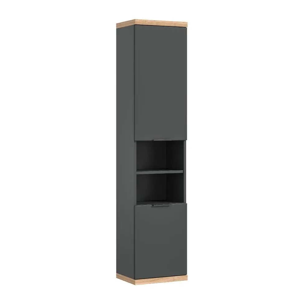 Hioshop Nuaro badkamerkast wandgemonteerd 2 deuren grijs