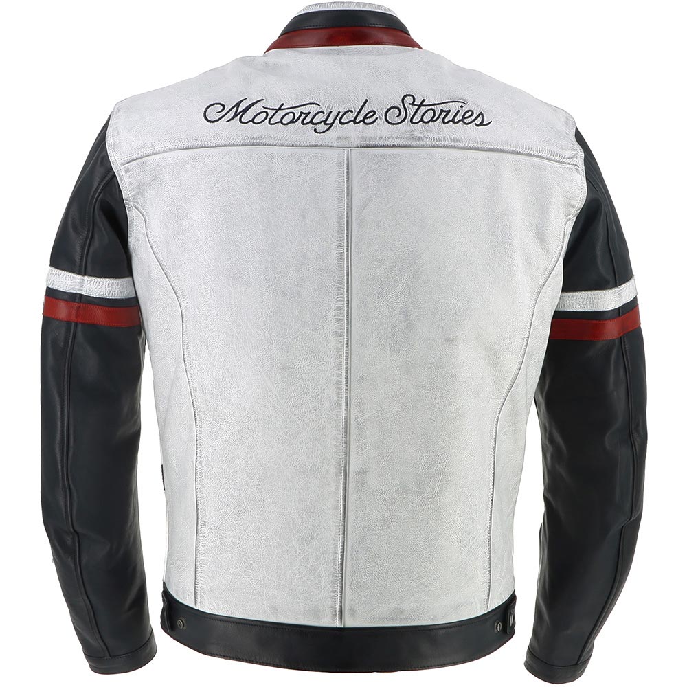 Helstons - Blouson V-Series Cuir Rag Blanc / Bleu / Rouge