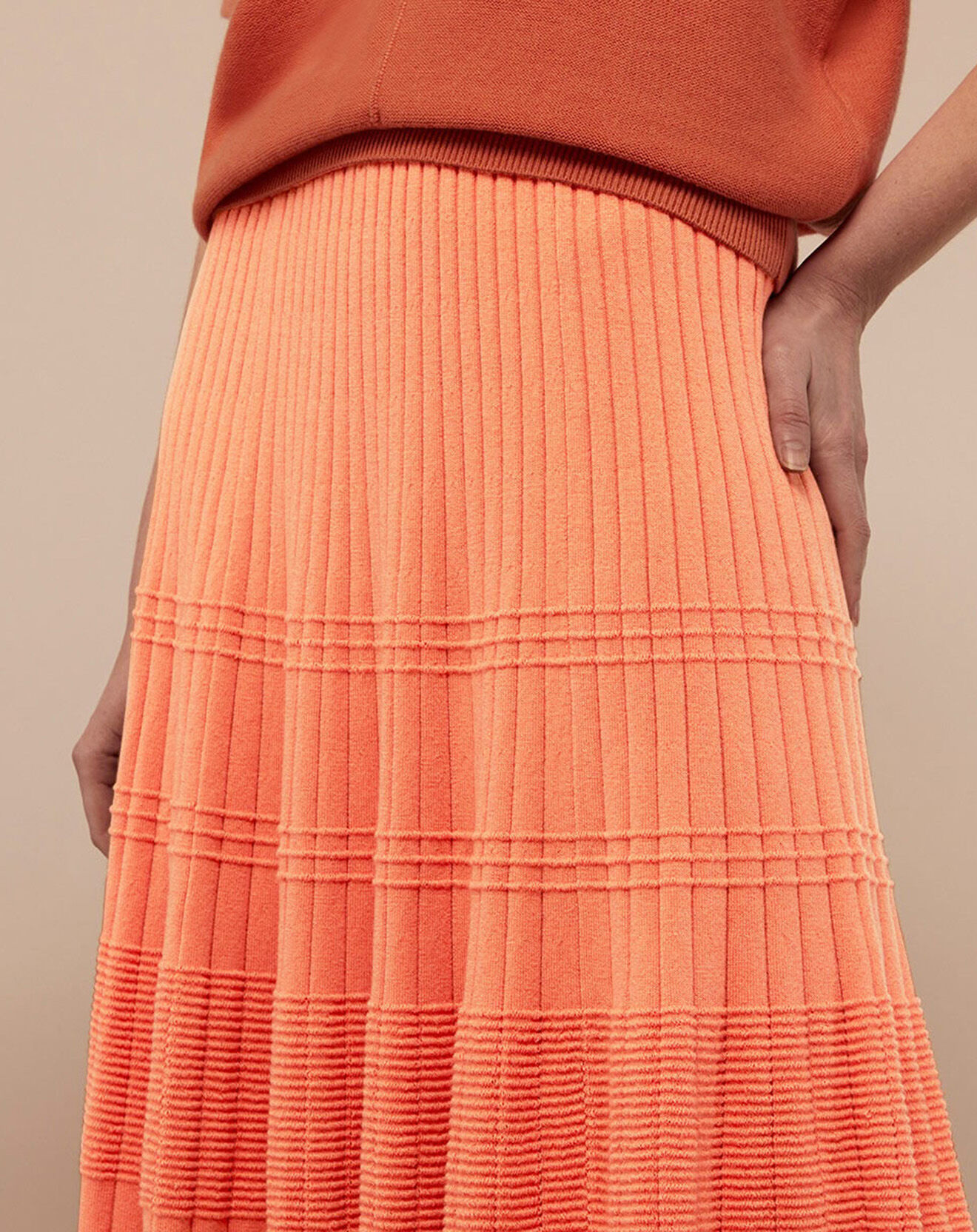 Jodhpur Jupe en Maille côtelée Palice Laine mélangée orange