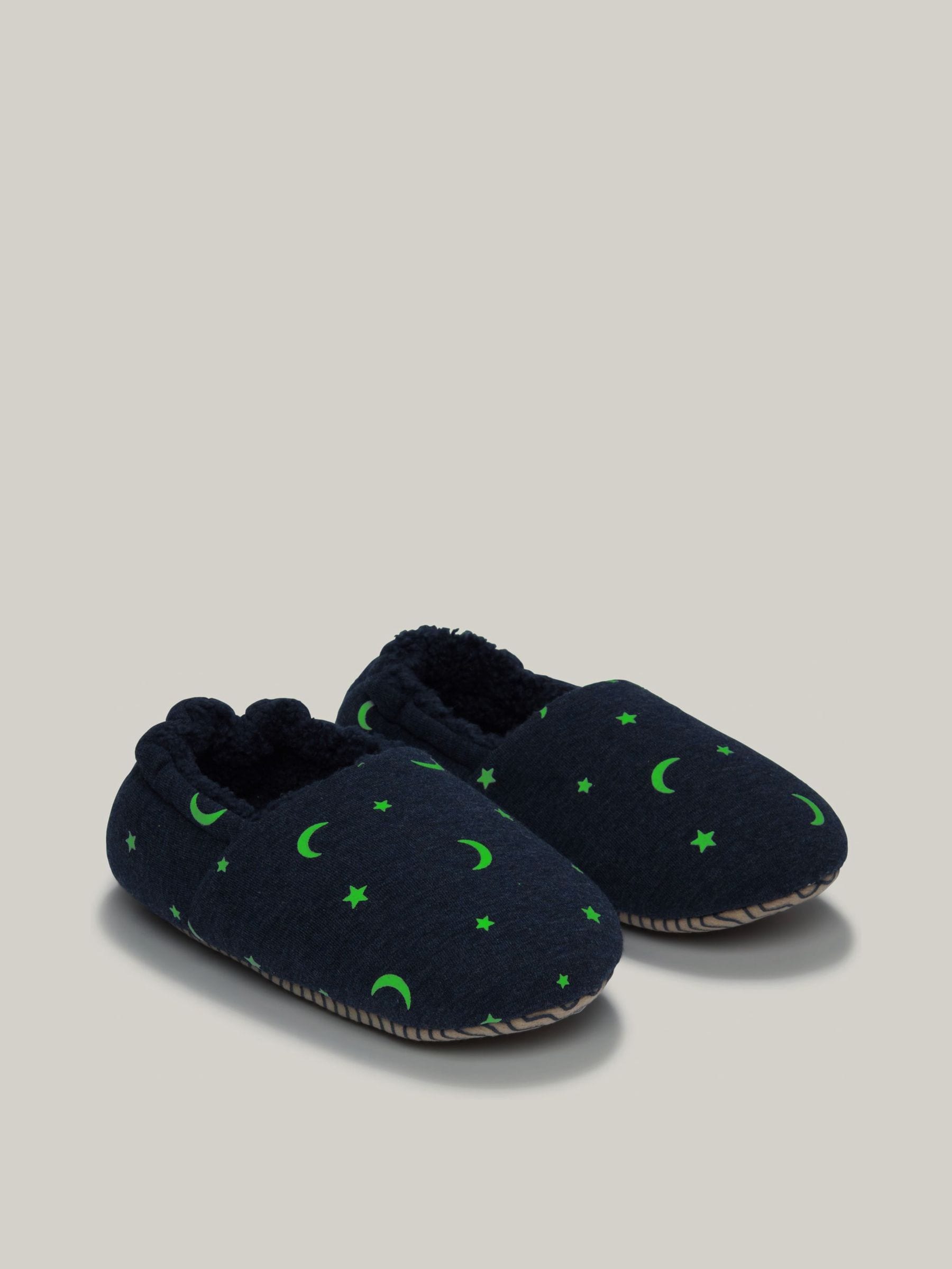 The White Company Blue Glow In The Dark Moon And Star Slippers