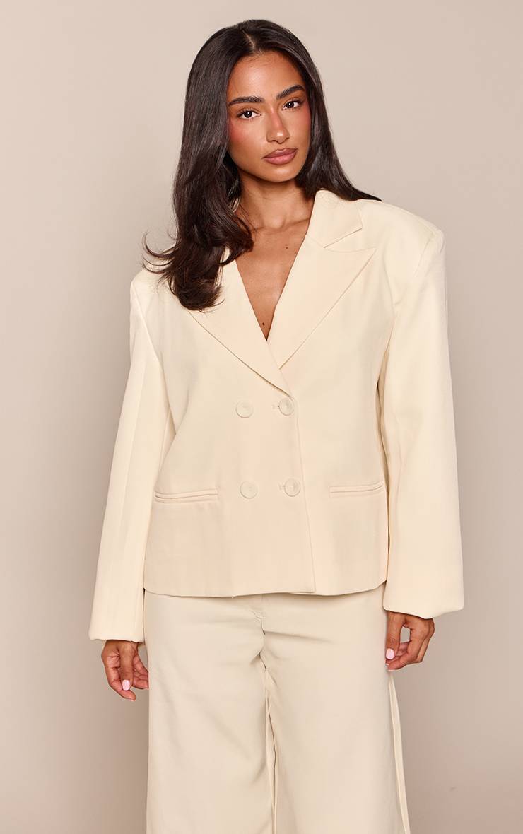 Citron Blazer Croisé Ajusté Ensemble Coordonné