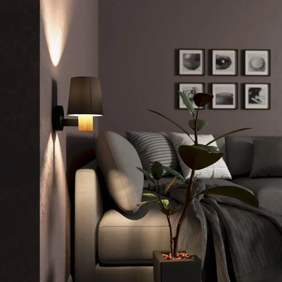 EGLO Edale Wandlamp - E27 - 15 cm - Zwart/Bruin