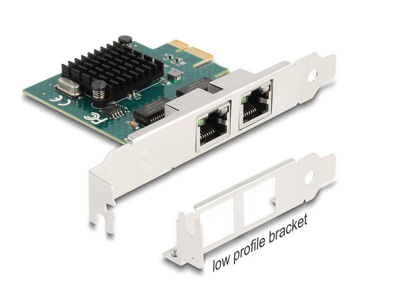 Delock Netzwerkkarte 2x RJ45 Gigabit, PCI-Express x1 Delock PCI Express x1 Karte zu 2 x RJ45 Gigabit LAN BCM