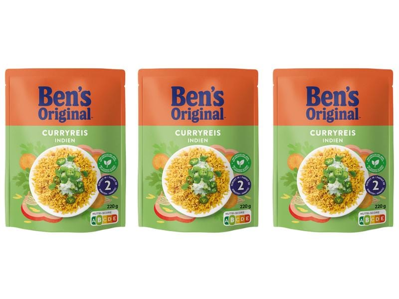 Ben's Original Expressreis Indisch 3 x 220 g Reis Fertiggericht mit indischen Gewürzen