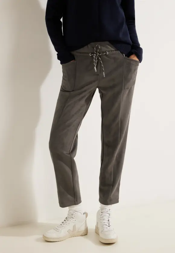 Casual Fit Velourshose - sporty taupe