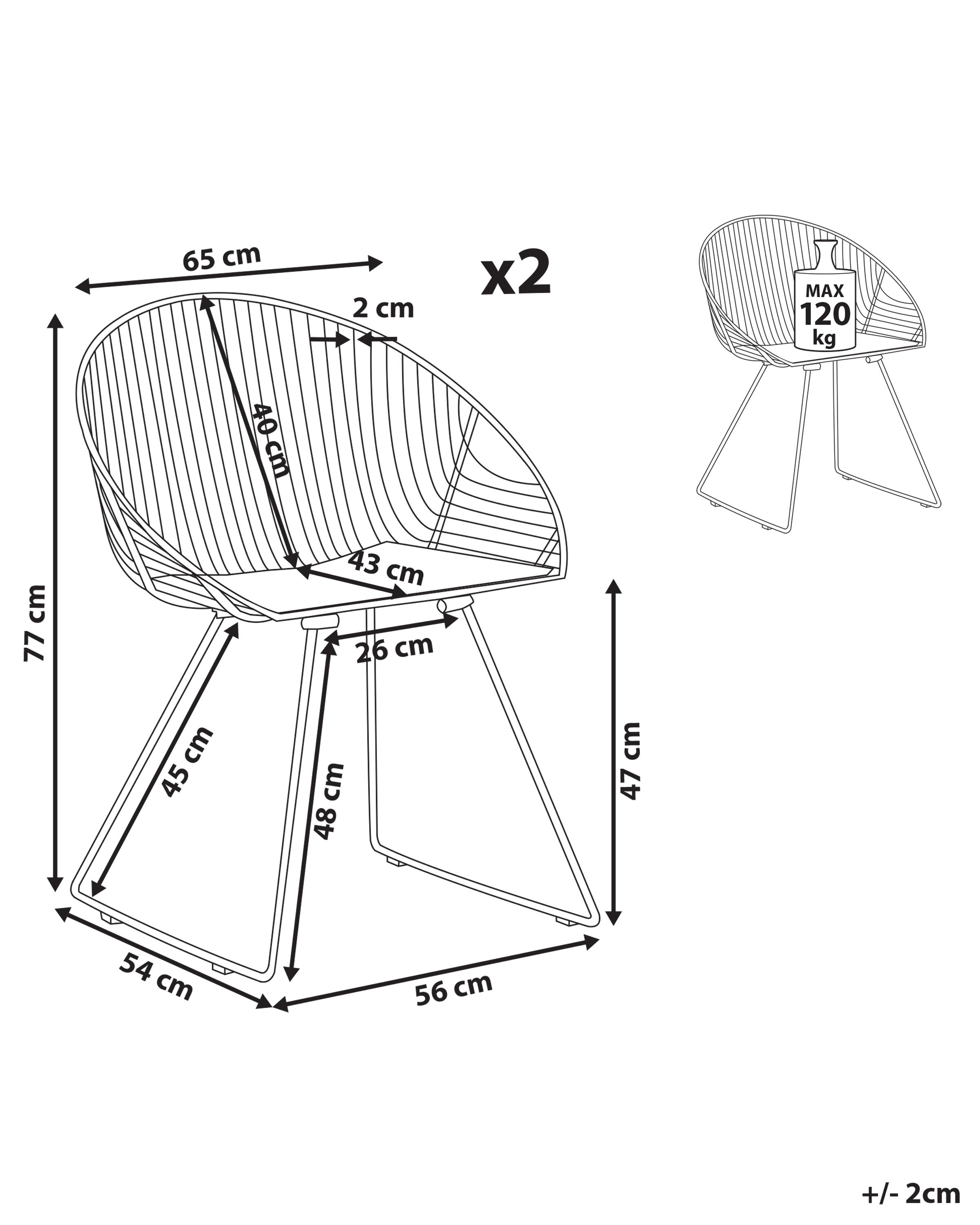 Set van 2 eetkamerstoelen AURORA Metaal Goud