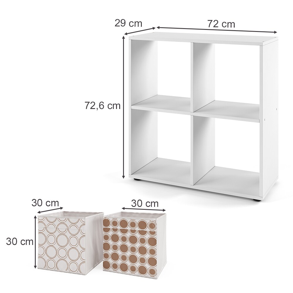 Vicco Raumteiler Würfelregal Standregal Tetra Weiß Faltbox Wohnzimmer Regal 73x72 cm modern Ablage 4 Fächer Dekoregal Ordnerregal Aufbewahrung