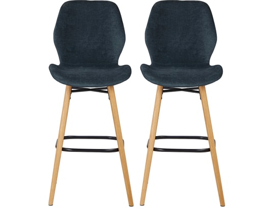 CONCEPT1 - Tabouret Lot de 2 T. Keri bleu foncé tissu (plan)