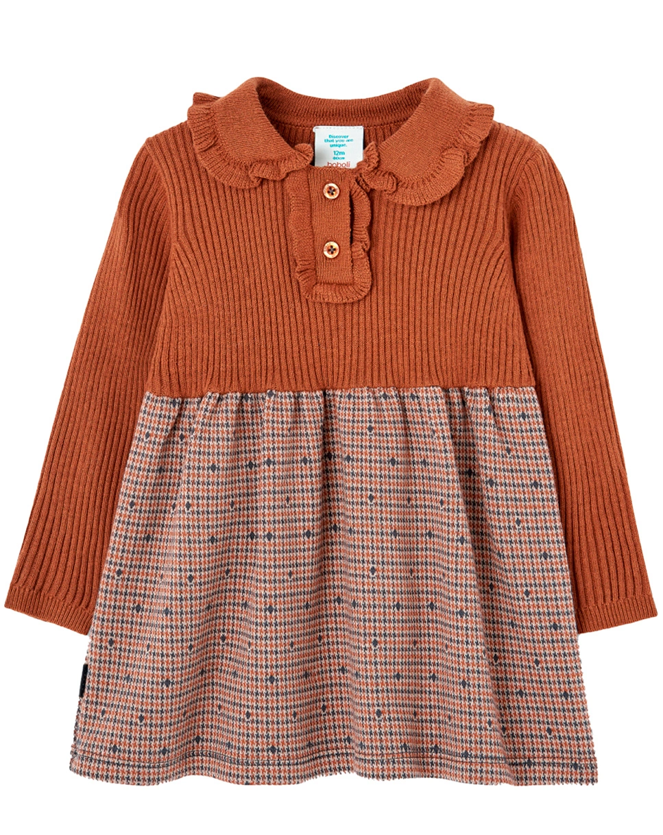 Langarmkleid CHECK in rot