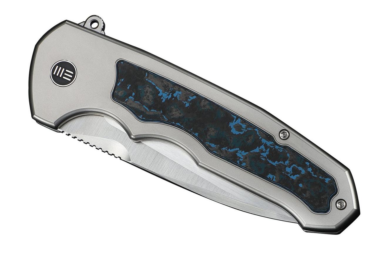 WE Knife Starlash WE23011D-2 Hand Rubbed Satin Böhler M390, Polished Bead Blasted Titanium, Arctic Storm FatCarbon Fiber Inlay, zakmes