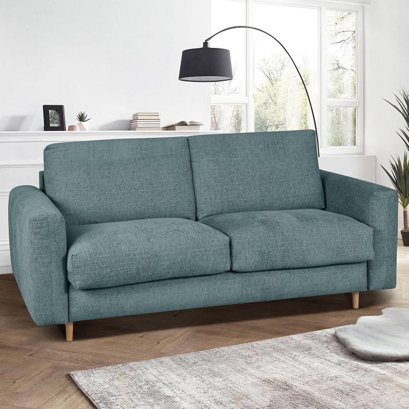 Bobochic Canapé droit cocoone convertible express  bleu foncé - 200x105x98 cm