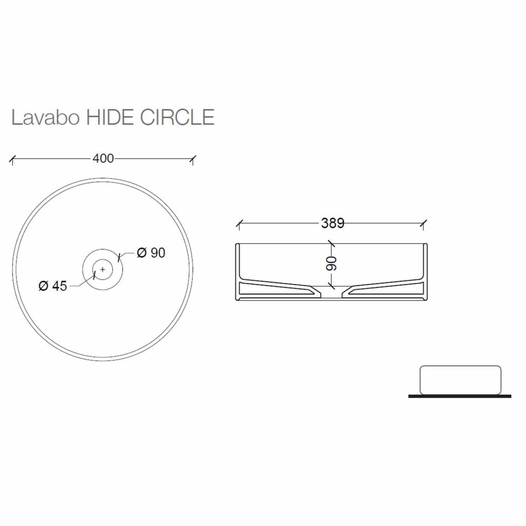 Salenzi Hide Circle opbouw wastafel waskom mat wit 40x12cm