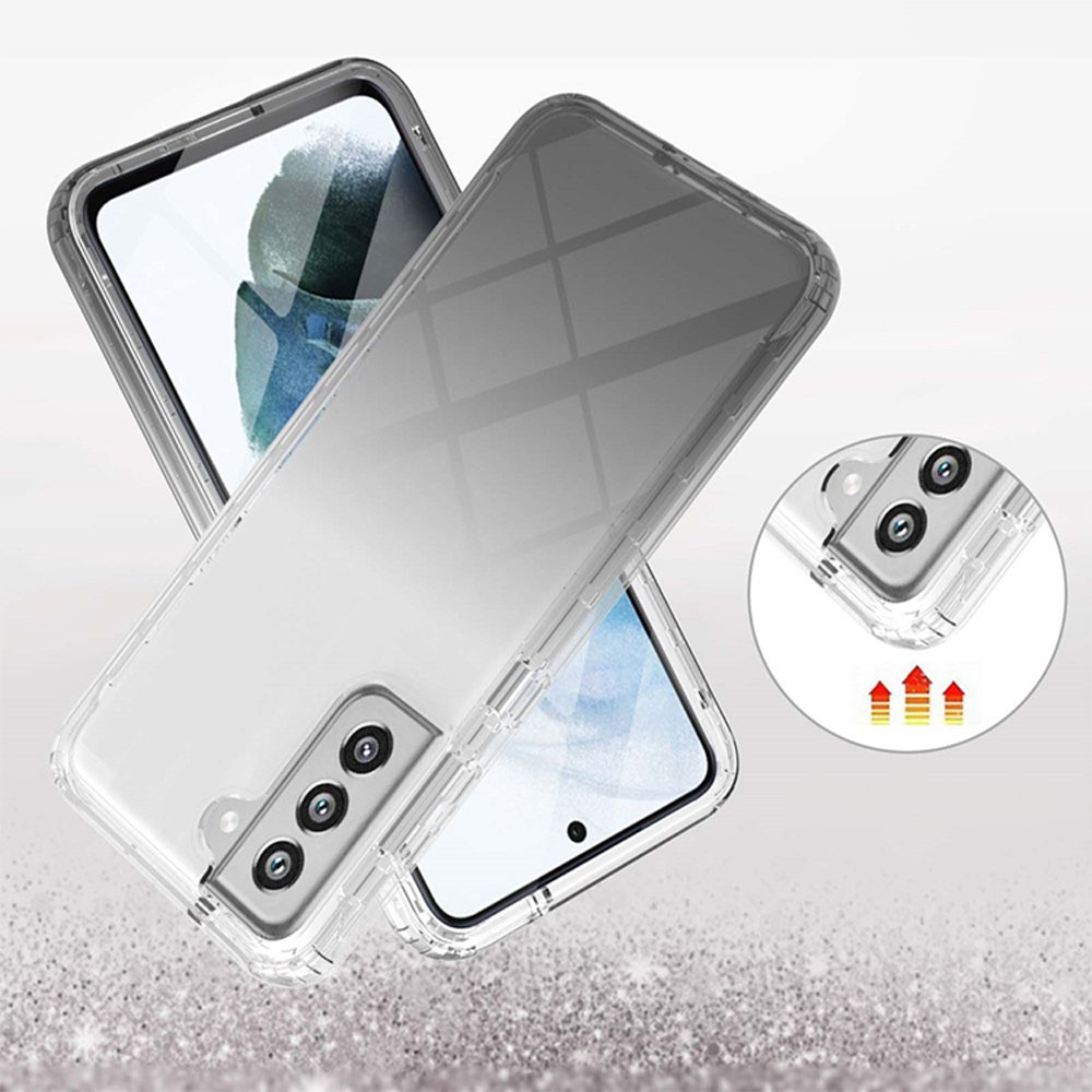 (2-tlg.) Samsung Galaxy S21 FE 5G Hybrid TPU Hülle mit Farbverlauf - Schwarz / Transparent