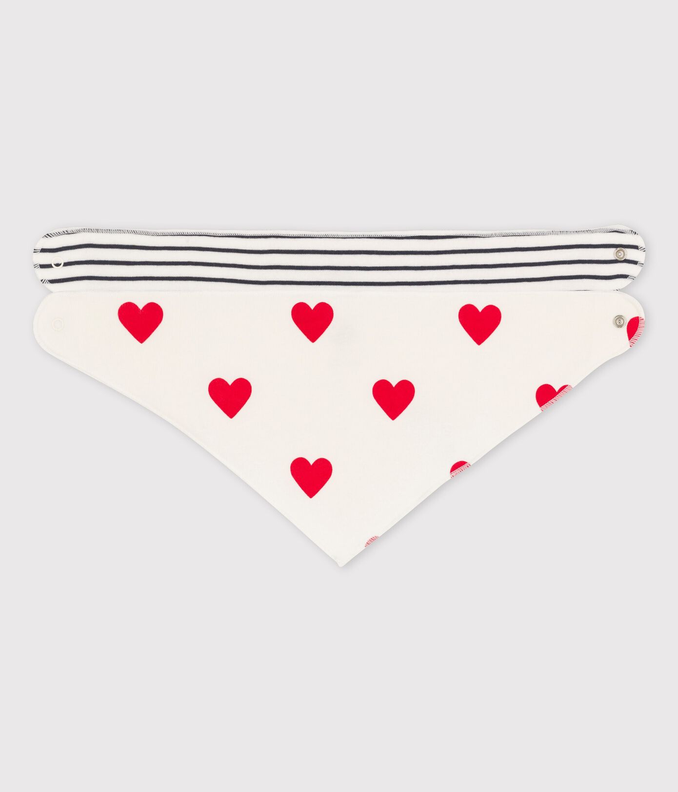 Lot de 2 bandanas-bavoirs bébé cœur en coton