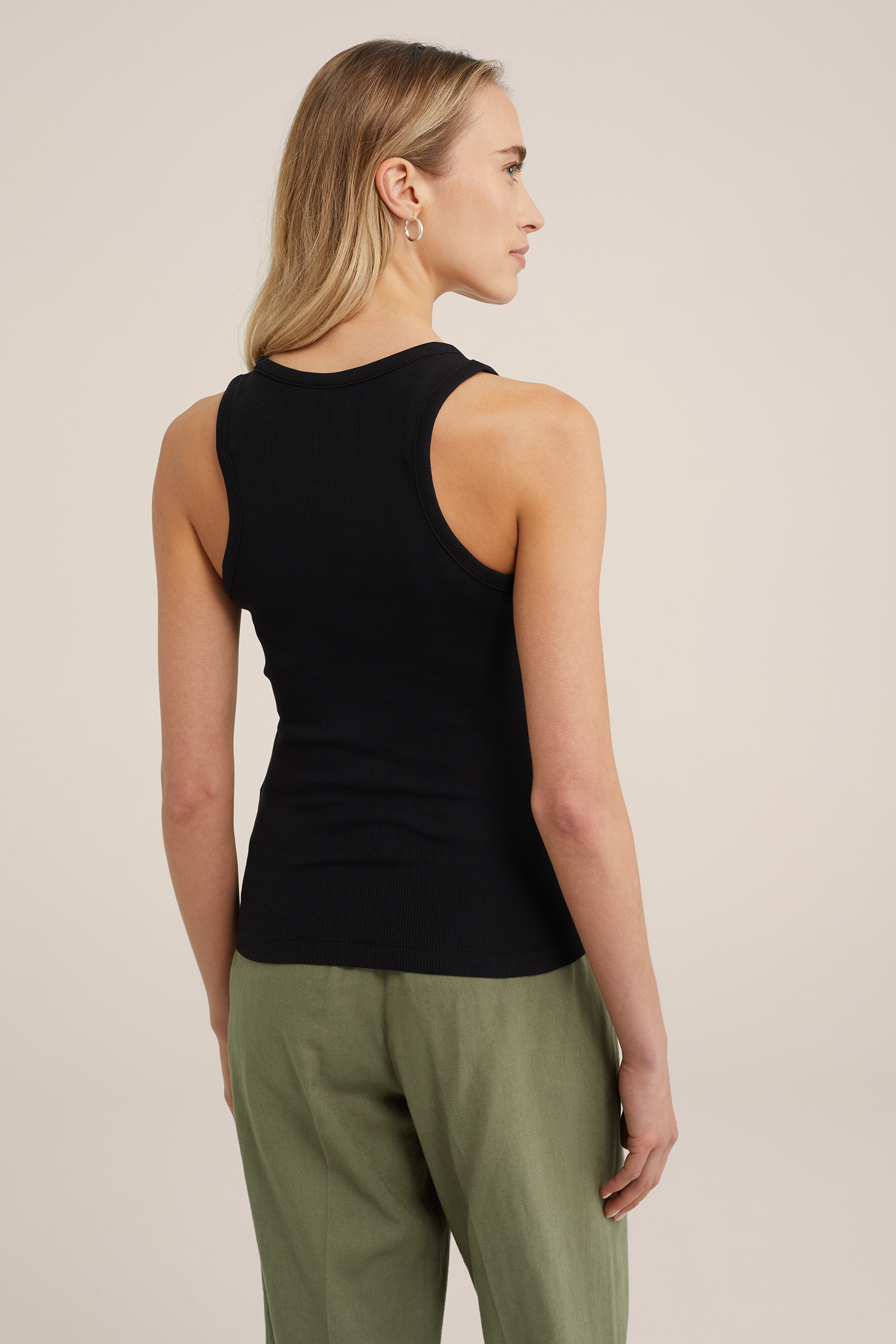 singlet van ribstof WE Fashion Zwart