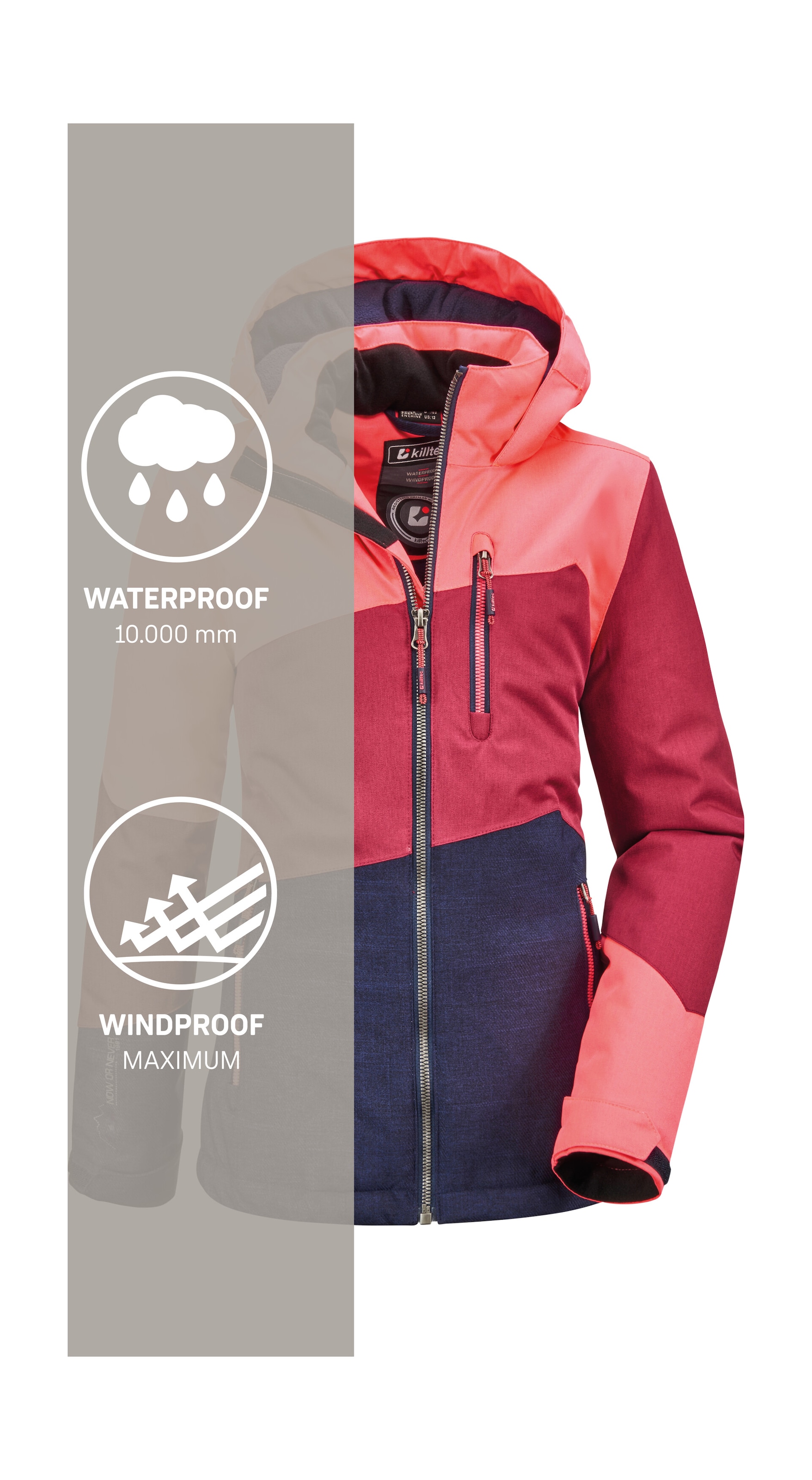 Killtec Outdoorjacke »Lynge GRLS JCKT B« Wasserdichte Winterjacke mit Kapuze, Fleece, verstellbaren Ärmeln